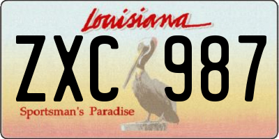 LA license plate ZXC987