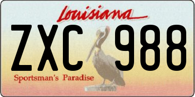 LA license plate ZXC988