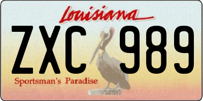 LA license plate ZXC989