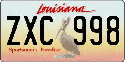 LA license plate ZXC998