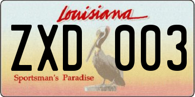 LA license plate ZXD003