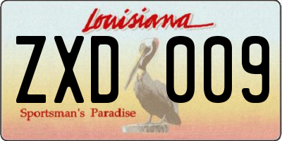 LA license plate ZXD009