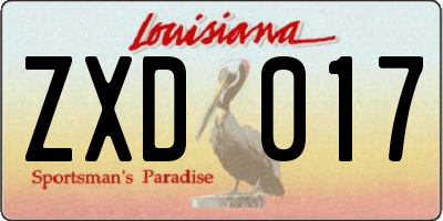 LA license plate ZXD017