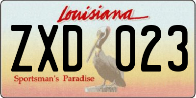 LA license plate ZXD023