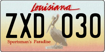 LA license plate ZXD030