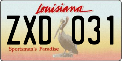 LA license plate ZXD031