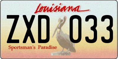 LA license plate ZXD033