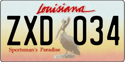 LA license plate ZXD034