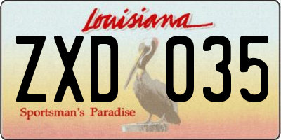 LA license plate ZXD035