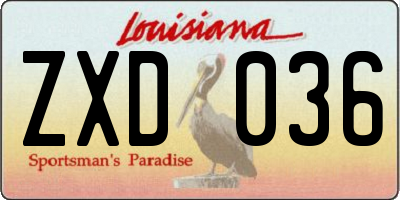 LA license plate ZXD036