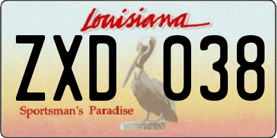 LA license plate ZXD038