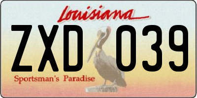 LA license plate ZXD039