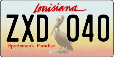 LA license plate ZXD040