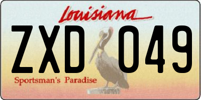 LA license plate ZXD049