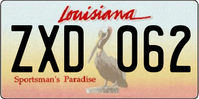 LA license plate ZXD062