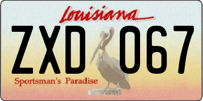 LA license plate ZXD067