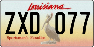 LA license plate ZXD077