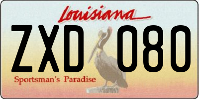 LA license plate ZXD080