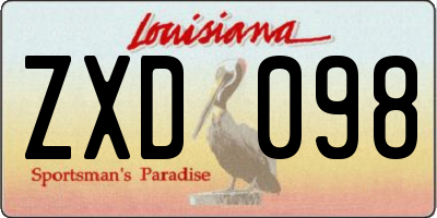 LA license plate ZXD098