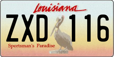 LA license plate ZXD116