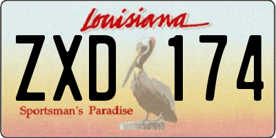 LA license plate ZXD174