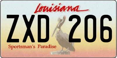 LA license plate ZXD206