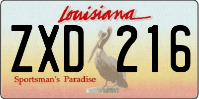 LA license plate ZXD216