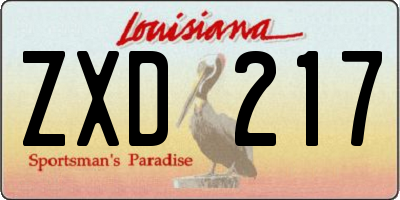 LA license plate ZXD217