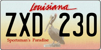 LA license plate ZXD230