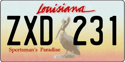 LA license plate ZXD231