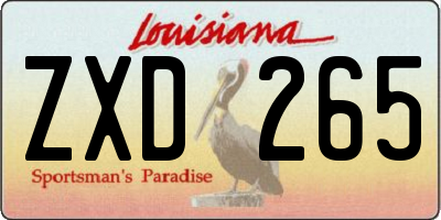 LA license plate ZXD265