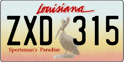 LA license plate ZXD315