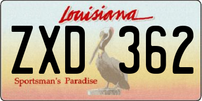 LA license plate ZXD362