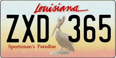 LA license plate ZXD365