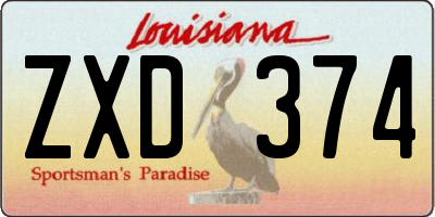 LA license plate ZXD374