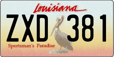 LA license plate ZXD381