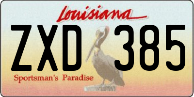LA license plate ZXD385