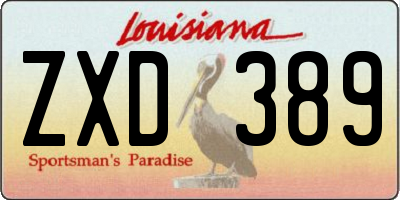 LA license plate ZXD389