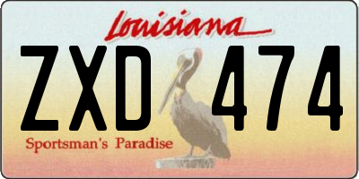 LA license plate ZXD474