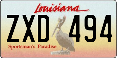 LA license plate ZXD494