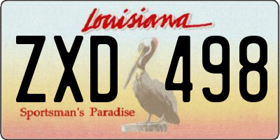 LA license plate ZXD498