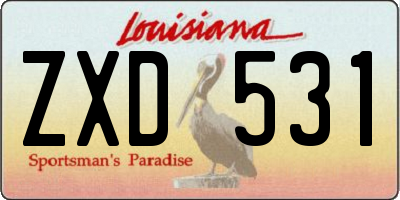 LA license plate ZXD531