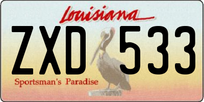 LA license plate ZXD533