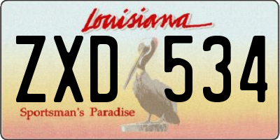 LA license plate ZXD534