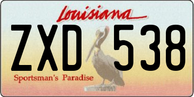 LA license plate ZXD538