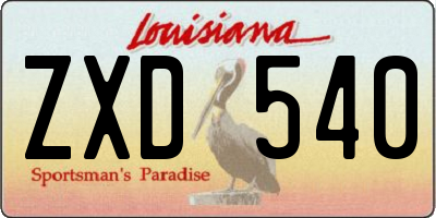 LA license plate ZXD540