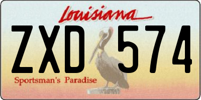 LA license plate ZXD574