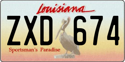 LA license plate ZXD674