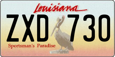 LA license plate ZXD730