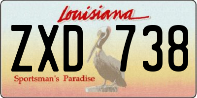 LA license plate ZXD738